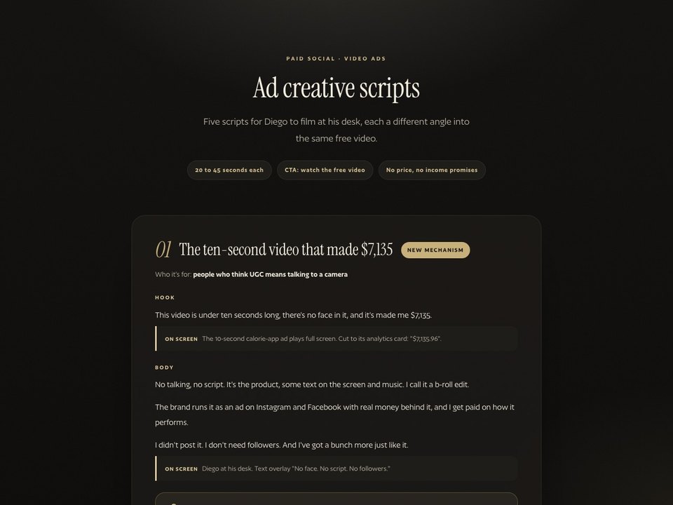 Ad creative scripts preview