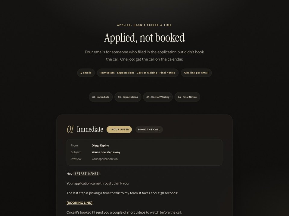 Applied, not booked preview